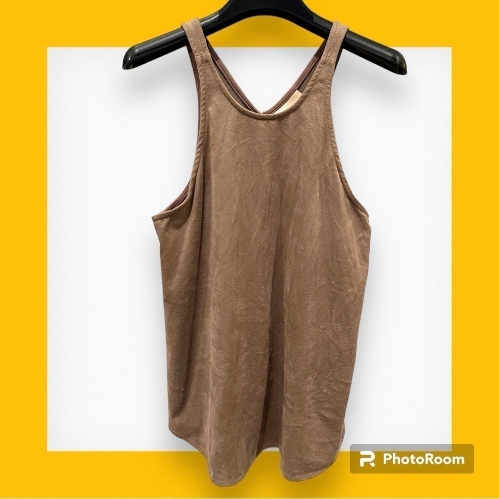 Lucy Love Life Tan Faux Suede Charlie Tank Top Medium